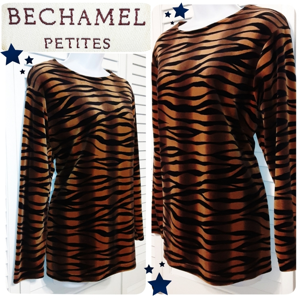 Oversized Petite Large Tiger Print Vintage Velour